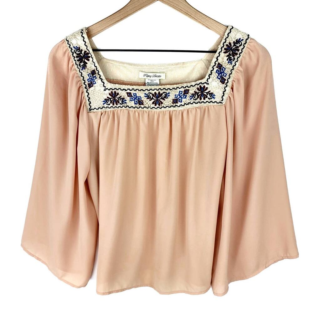 EUC Flying Tomato Boho Embroidered Blouse - Small - Picture 1 of 5